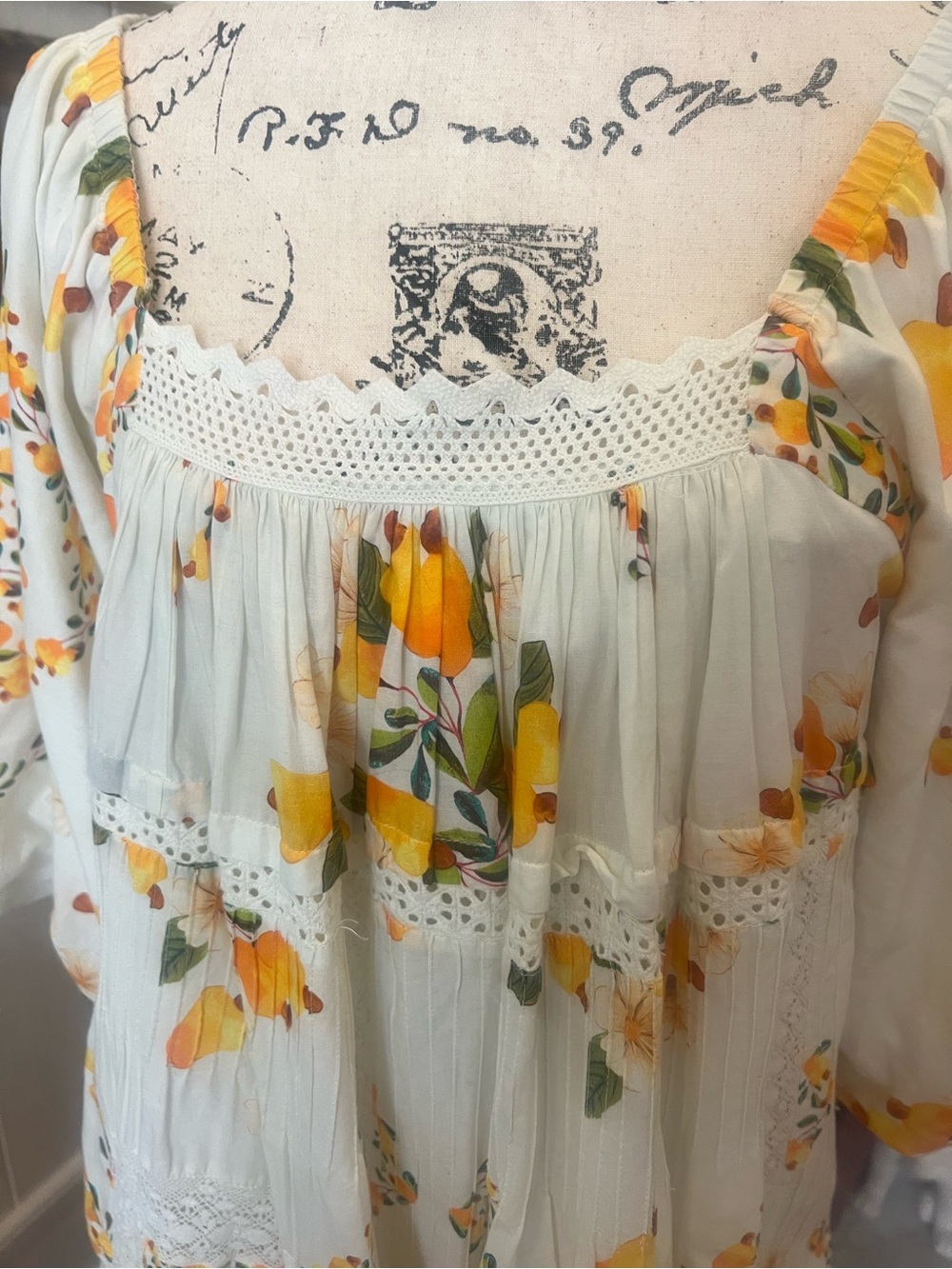 FARM Rio White Midi Dress with Yellow Floral Print - Picture 2 of 5